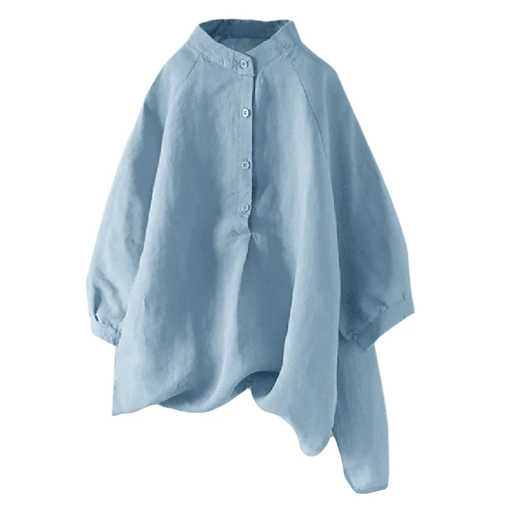 

Harajuku Boho Clothing Women Casual Solid Bat Lapel Half -Sleeve Button O Neck Korean Top Blouse blusas mujer de moda 2019