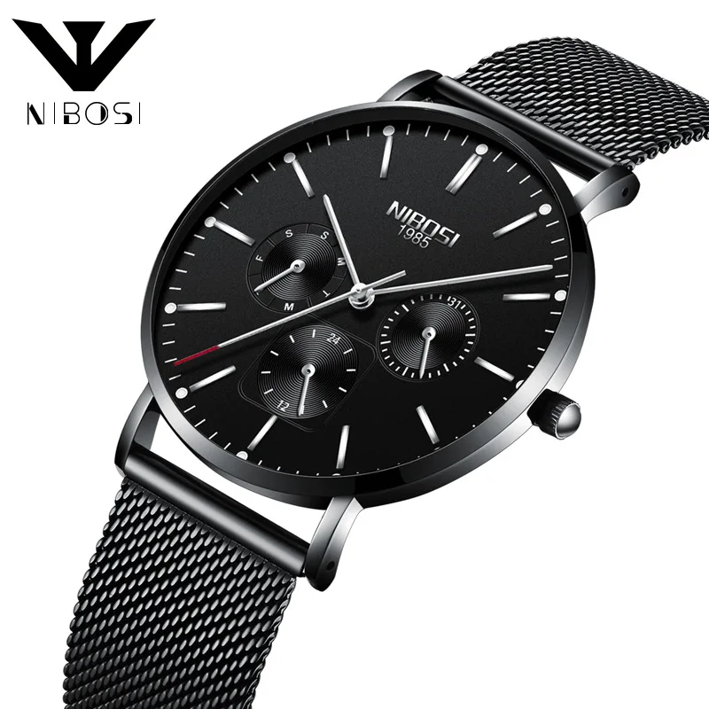 

European and American fashion men's watch precision steel net belt casual quartz wrist watch