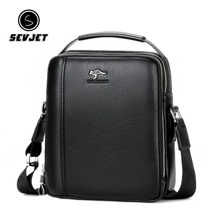 Double Zipper Top Leather Men Messenger Bags Laptop Men Shoulder Bags Brand Crossbody Bag ...