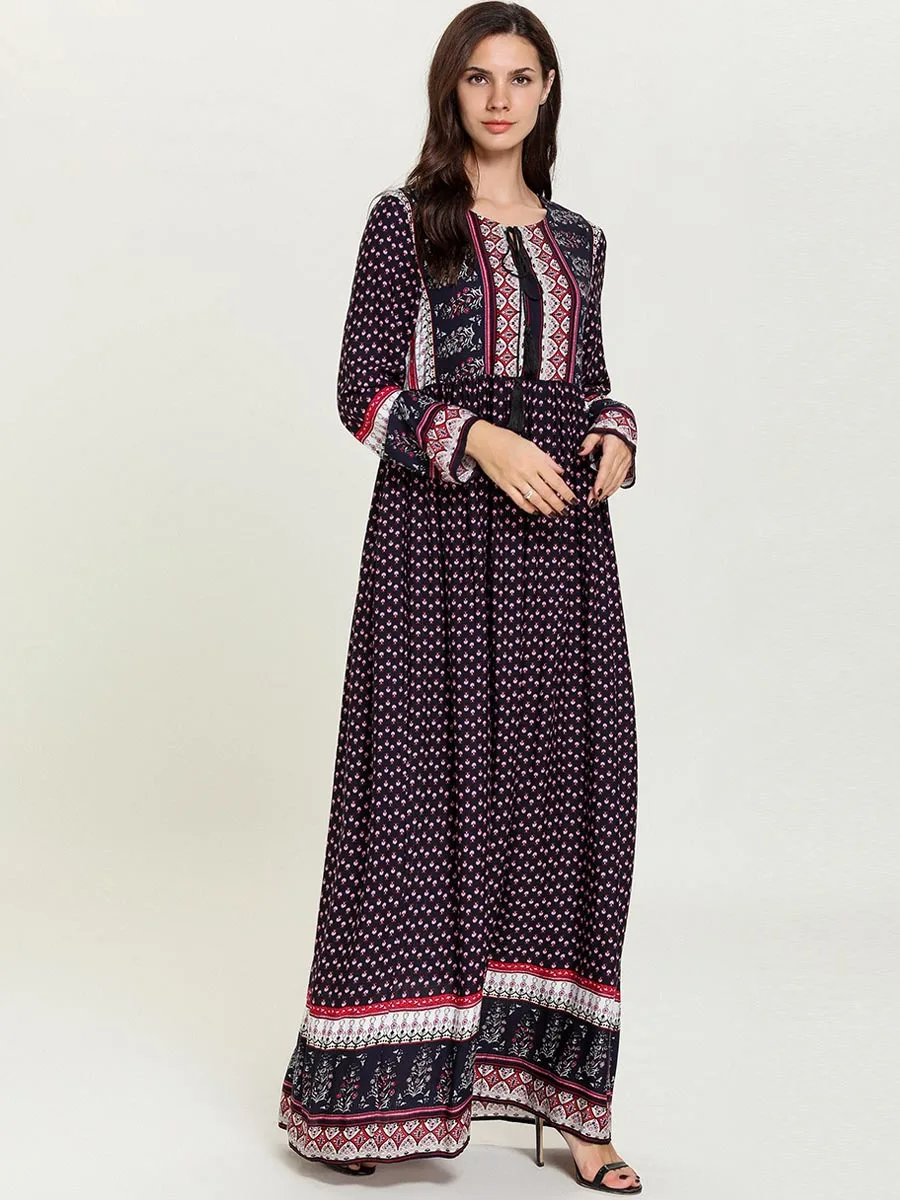 Женское мусульманское плиссированное платье Abaya турецкое Сингапур полная длина
