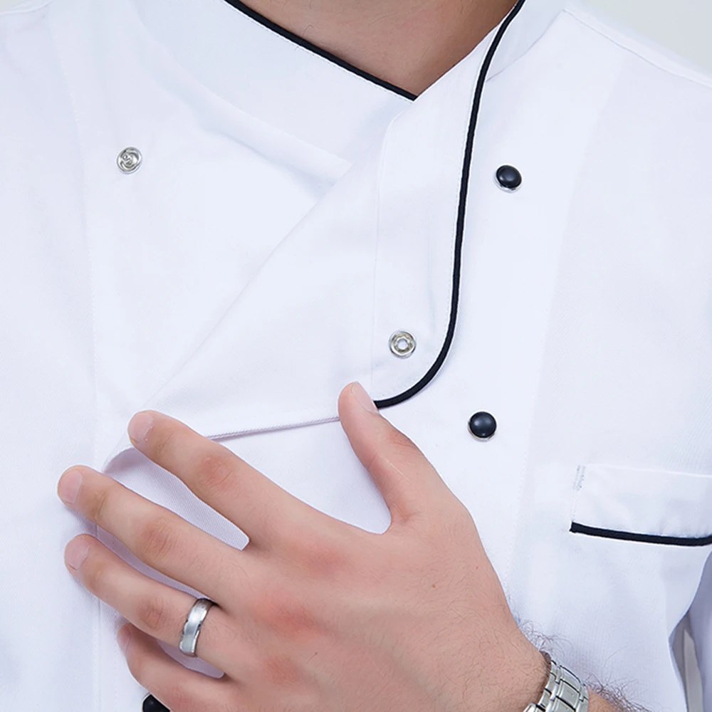 Chef Uniforms Long-sleeved Double Breasted Oblique Collar Kitchen Bakery Restaurant Cooking Workwear Chef Jacket White M-3XL image 5