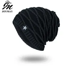 Joymay 2017 Brand New Winter Autumn Beanies Hat Unisex Warm Soft Skull Knitting Cap Hats Star Caps For Men Women WM067