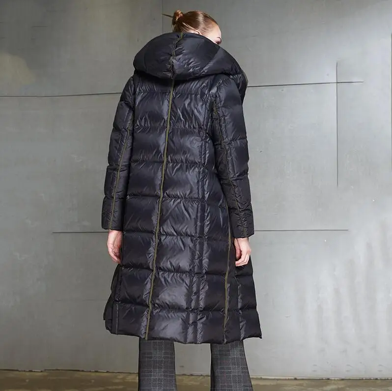 Vestes À Au Mode Coupe D'hiver Garder Capuchon 2018 Le Bas Noir Haute Section Femmes Qualité Épaissir bleu Chaud Nouvelles Mi Vers vent Longue De OwqP1tn