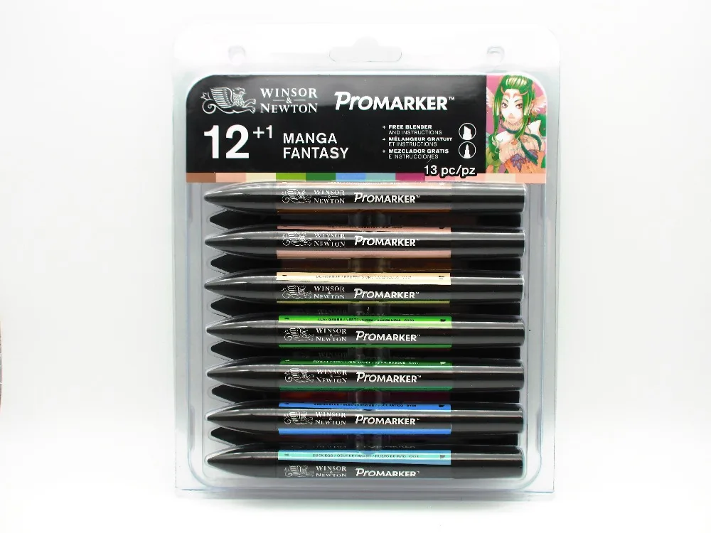 Winsor& Newton Promarker ручка для рисования манги набор 12+ 1 маркеры 13 шт. эскизные маркеры на спиртовой основе Двойные наконечники манга ручки для рисования