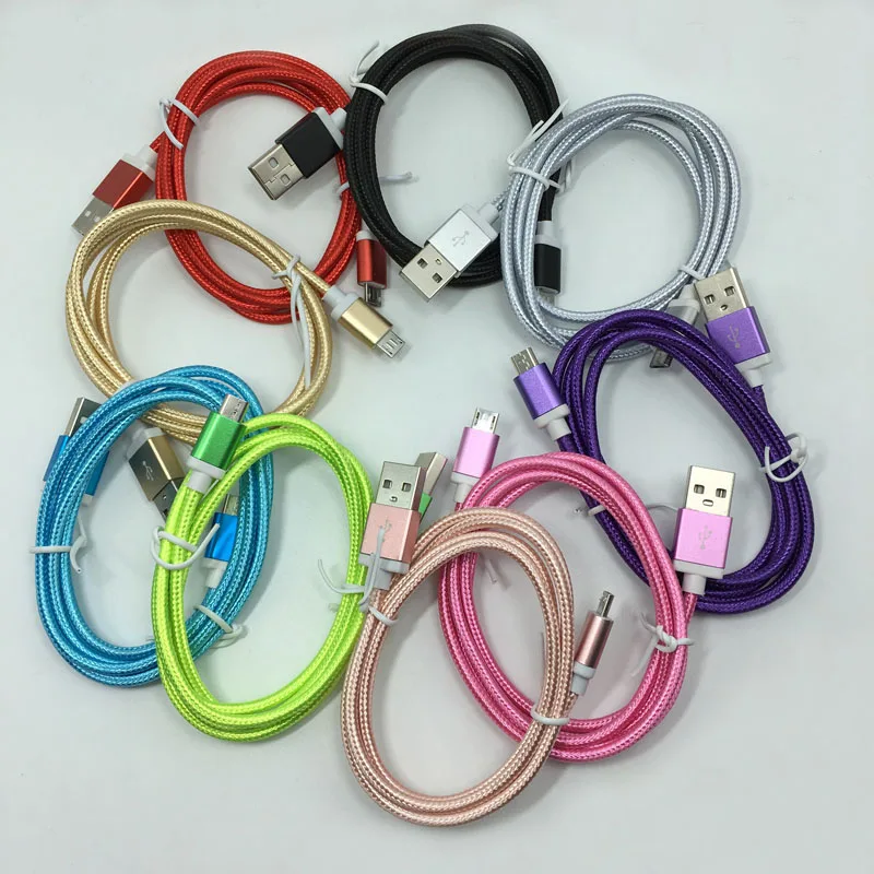 النايلون المصغّر usb كابل الشاحن شحن مزامنة بيانات الحبل لالروبوت سامسونج هواوي Xiaomi Meizu لينوفو HTC LG سوني نوكيا اللوحي