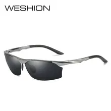 WESHION желтые солнцезащитные очки Для Мужчин Поляризованные Ночное видение Винтаж алюминиевый алюминиево-магниевого сплава, мужские солнцезащитные очки UV400 Kinder защита