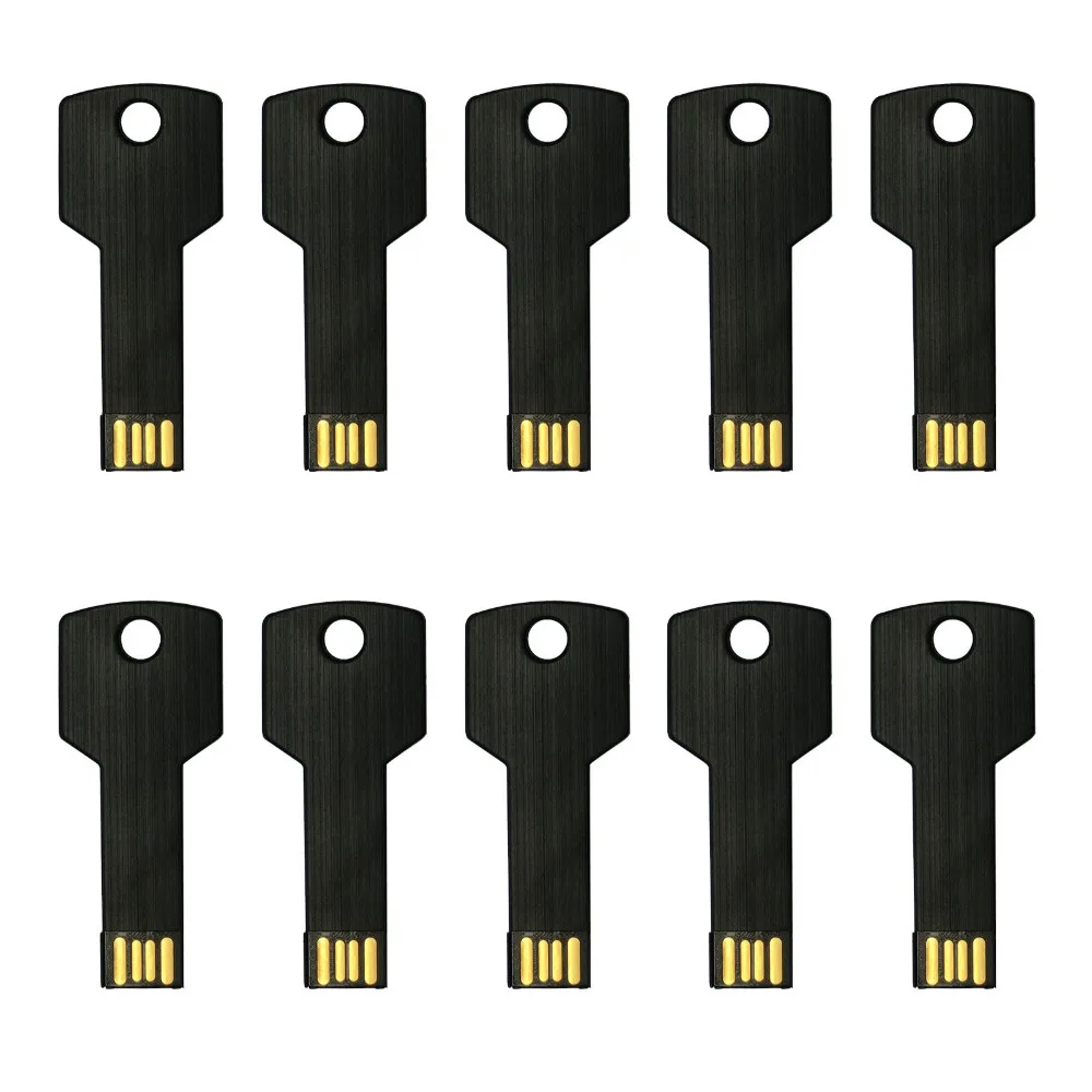 

J-boxing 10PCS/LOT USB Flash Drive Key Shape Thumb Pen Drives Memory Stick Pendrive for PC Mac 1GB 2GB 4GB 8GB 16GB 32GB Black