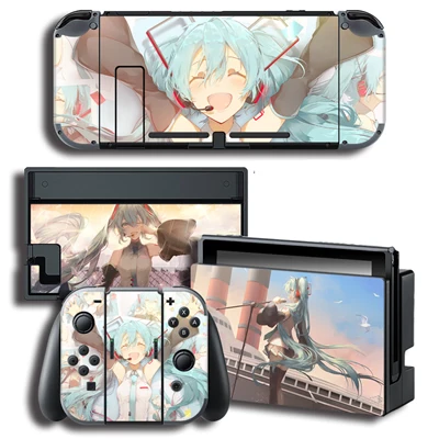 MIKU виниловая Защитная Наклейка для nintendo Switch NS консоль+ контроллер+ подставка держатель Защитная пленка наклейка - Цвет: Белый