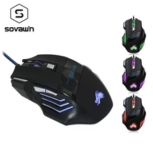 Sovawin USB 1,2 м Проводная мышь с подсветкой, светодиодный 7 кнопок 5500 dpi, игровая мышь, компьютерная USB оптическая мышь, геймер для ПК, ноутбука