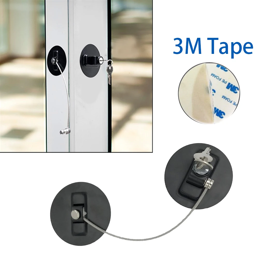 

Baby Children Safety Lock 3M Window Limiter Stopper Fridge Drawer Lock Punch-free Stainless Steel Key Cylinder Kids Security