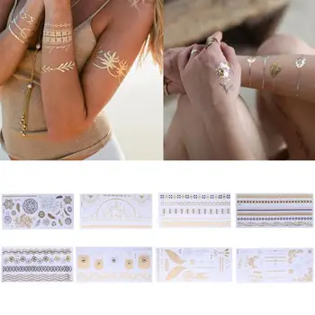 

1 Piece Flash Leaf Bracelet Gold Metallic Tattoo Temporary Body Art Jewelry Tattoo Sticker Design
