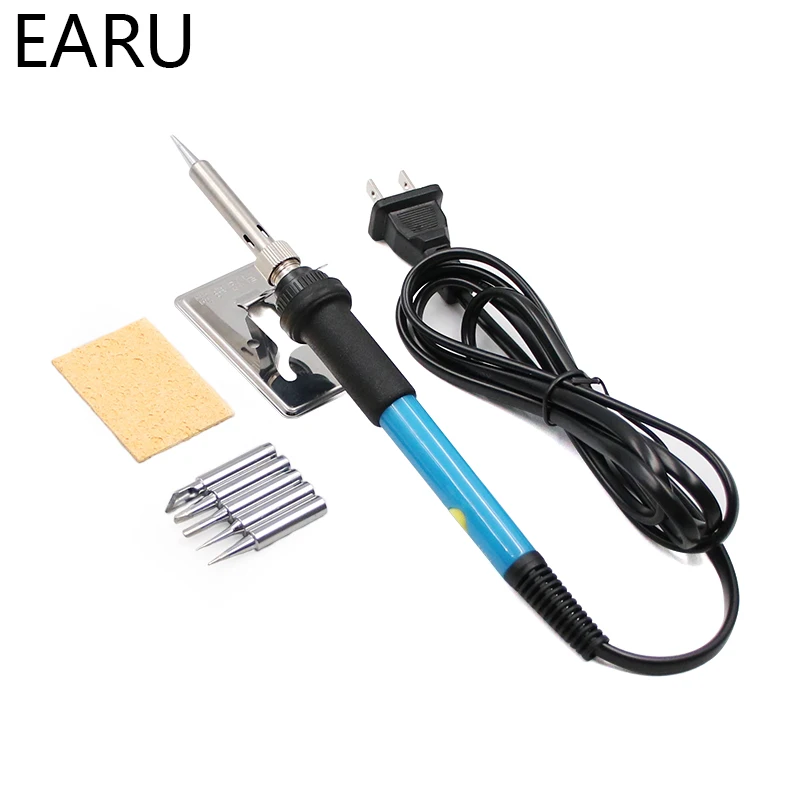 

New Adjustable Temperature Electric Soldering Iron 220V 110V 60W Welding Solder Rework Station Heat Pencil 5pcs Tips Repair Tool
