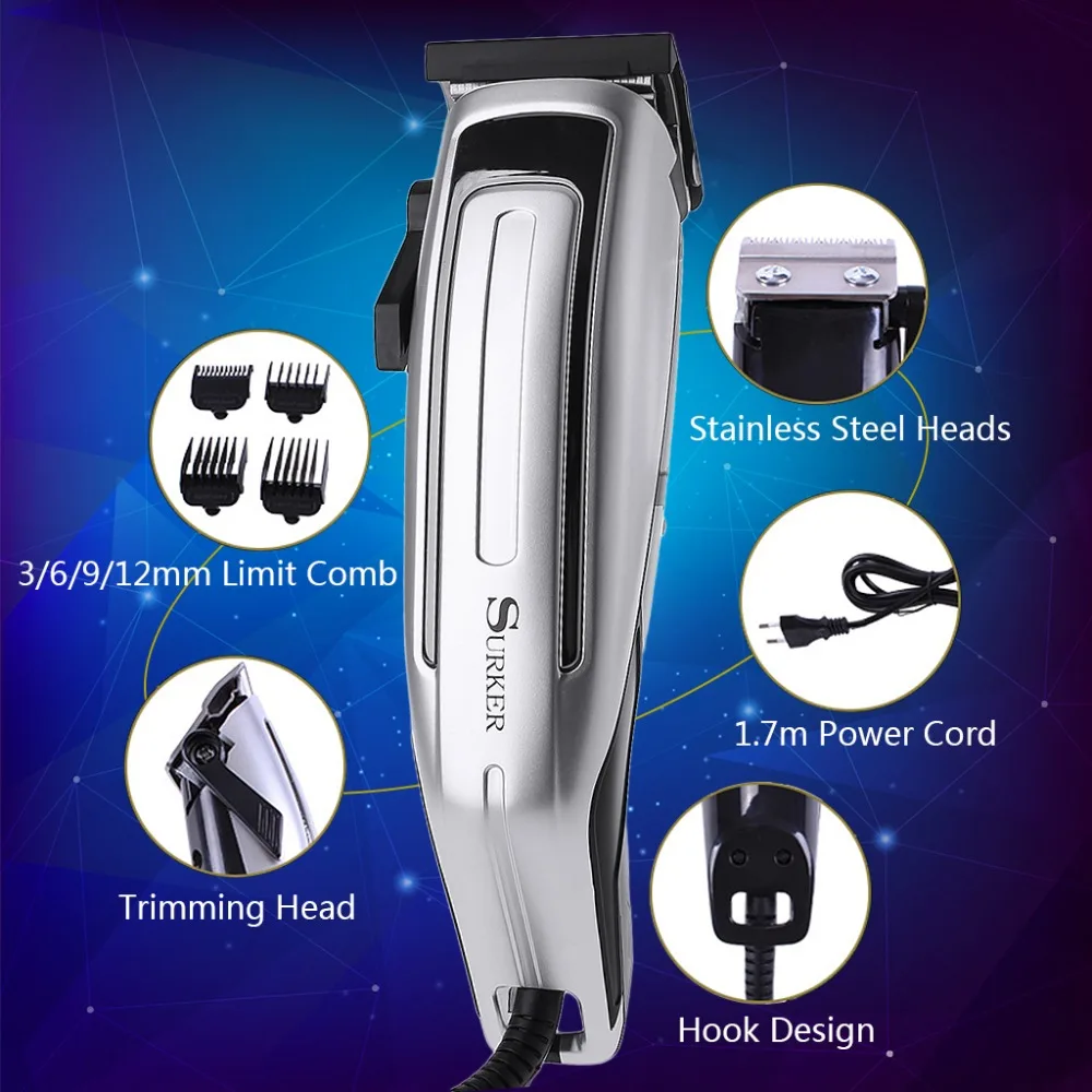 Surker Professional Hair Clipper Trimmer EU Plug Set & Hair Scissors