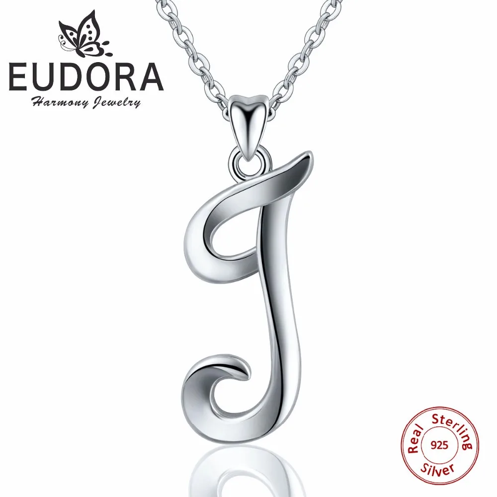 

Genuine 925 Sterling Silver Jewelry Fashion Style Crystal Letter J Pendant Necklaces Women Charm Jewelry Christmas Gift
