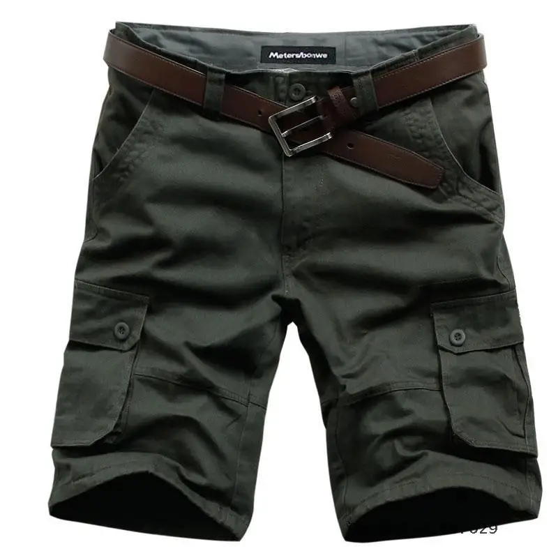 Green Men Short Summer Cargo Men Casual Military High Quality Brand Classic Beach Shorts Plus USA Size W 29-42 44 46 - Цвет: NO BELT USA SIZE DG