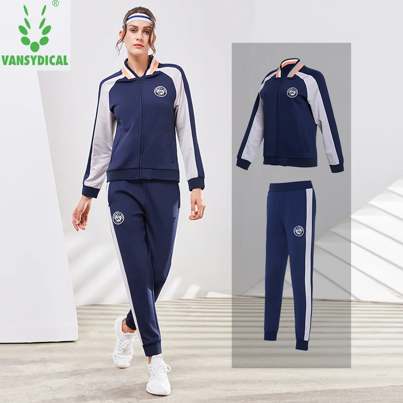 Vansydical Ropa deportiva para mujer, conjunto de chaquetas y pantalones para correr, e invierno, 2 piezas|Conjuntos para running| - AliExpress