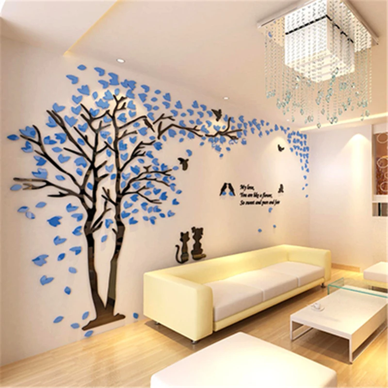 Nouveau Miroir Stickers Muraux Arbre A Chat 3d Stereo Acrylique Autocollant Mural Decor A La Maison Salon Canape Tv Autocollant Bricolage Enfants Chambre Mur Deco Aliexpress