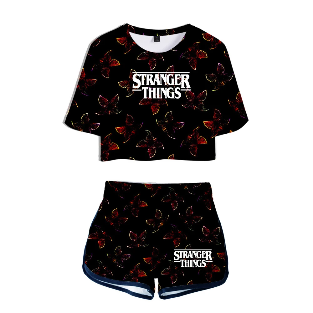 

2019 Hot TV series Stranger Things Season 3 Two Piece Set + Short Pants Stranger Things 3D Print Stranger Things Dew navel