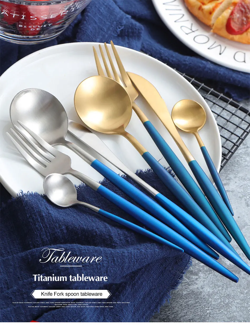 Luxury 304 Stainless Steel Tableware Set Black Rose Gold European Western Food Dinnerware Sets knife Forks Black Cutleries 4pc (11)