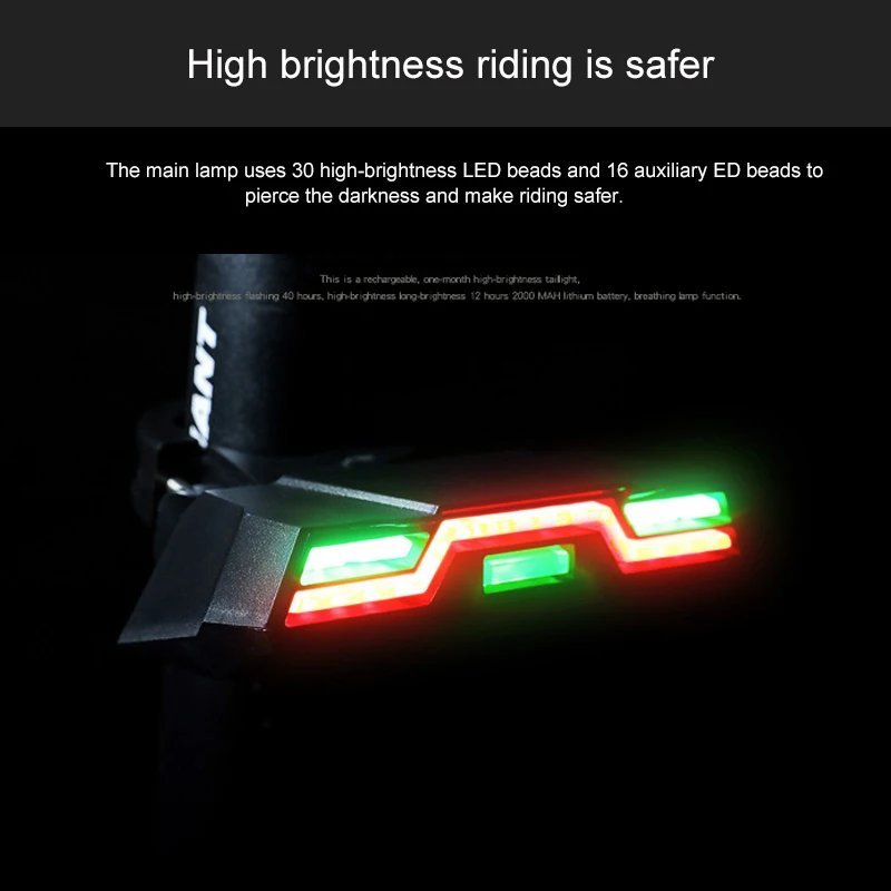 Flash Deal USB Bike Safety Taillight 3 Colors Bicycle Rear Lamp with Built-in 2000MAH Warning Light MTB Cycling Lantern 2