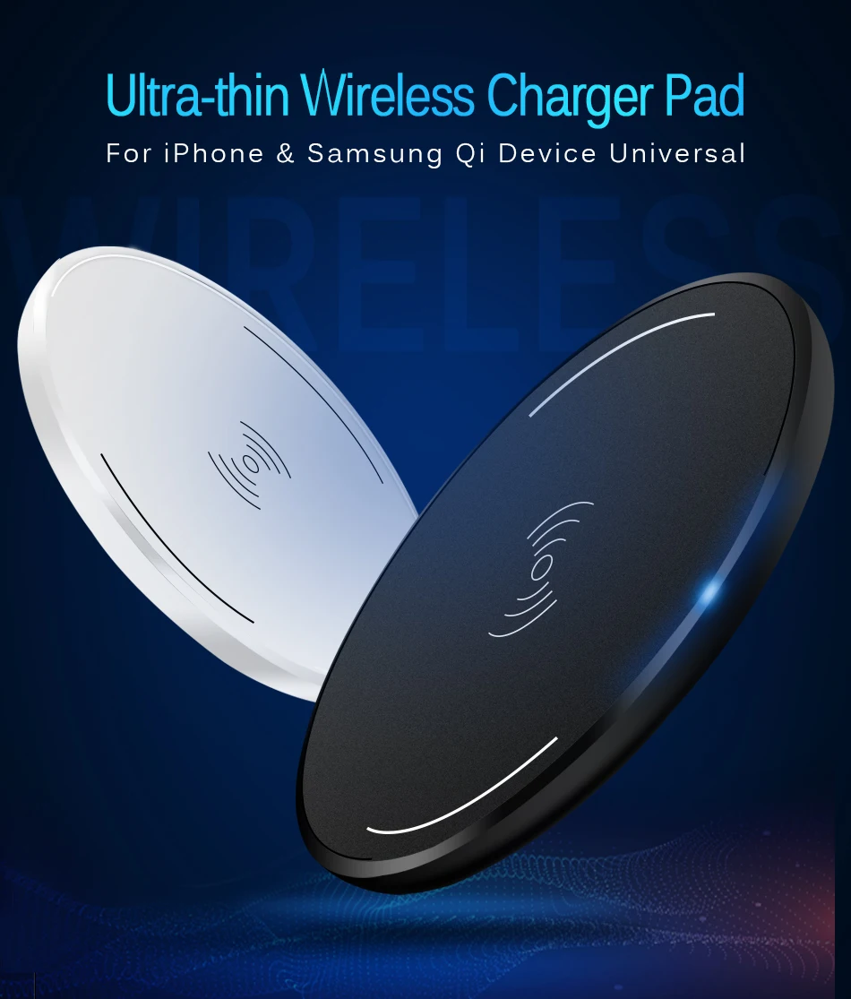 CinkeyPro Wireless Charger Charging Pad for iPhone 8 10 X Samsung S7 S8 5V:1A Adapter Charge Mobile Phone QI Device Universal 1