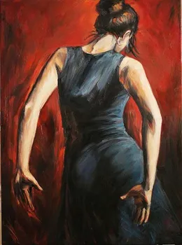 Handmade Personalized Gift Oil Painting Reproduction On Canvas Spanish flamenco dancers tango black and blue dress High quality Handmade Personalized Gift Oil Painting Reproduction On Canvas Spanish flamenco dancers tango black and blue dress High quality