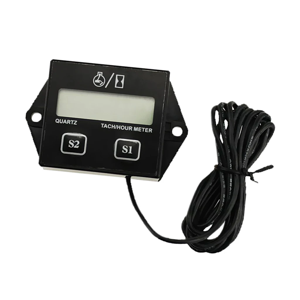 New LCD Digital Engine Tach Hour Meter Tachometer Gauge Inductive Display For Motorcycle Motor Marine Chainsaw Boat ATV Etc