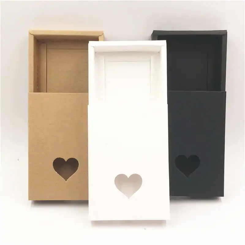 

12Pcs/Lot Paper Drawer Box Fashion Style Heart Shape PVC Small Window For Wedding Party Candy Cookies Supplies Drawer Box Cases