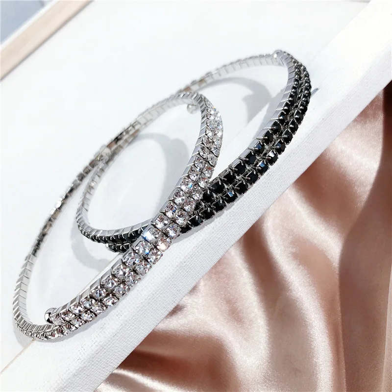 

Crystal Choker Women New Fashion Necklace Rhinestone Jewelry Party Everyday Bijoux Gifts White Black