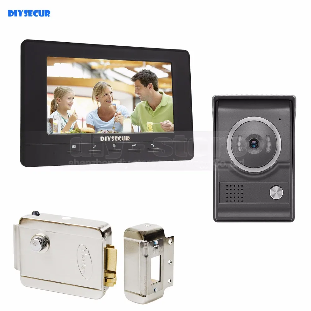 

DIYSECUR 7inch Video Intercom Video Door Phone 700TV Line IR Night Vision HD Camera + Electric Lock for Home Office Factory