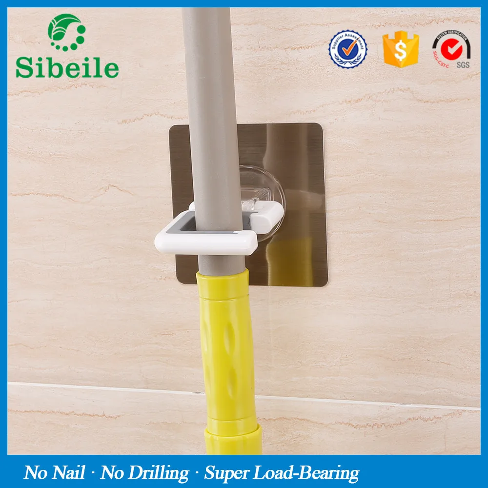 SBLE Wall mounted broom holder kitchen bathroom wall mop holder magic sticker max loading 5kg broom mop rack Hanger Holder