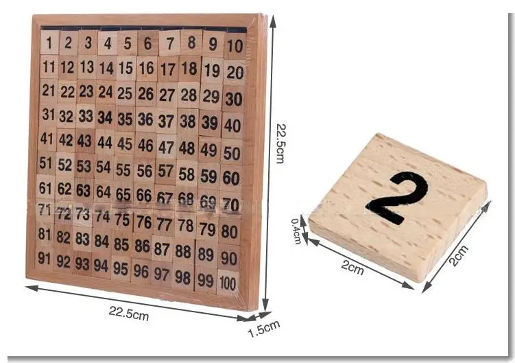 Wooden Montessori Teaching Aids Mathematics 1-100 Consecutive Numbers Counting Board Plate Toy