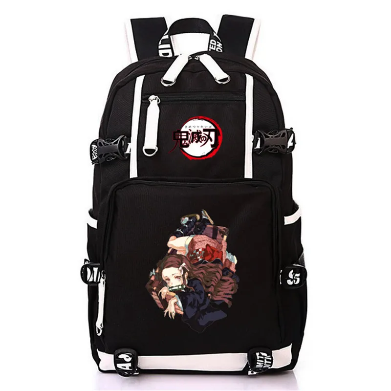 Японское аниме Demon Slayer: Kimetsu no Yaiba Bookbag брезентовые школьные рюкзаки USB рюкзак для ноутбука мультяшный дорожный рюкзак Rugzak