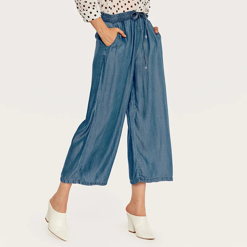 Womens Extra Wide Straight Leg Trouser Elastic Waist Ladies Plus Size Palazzo