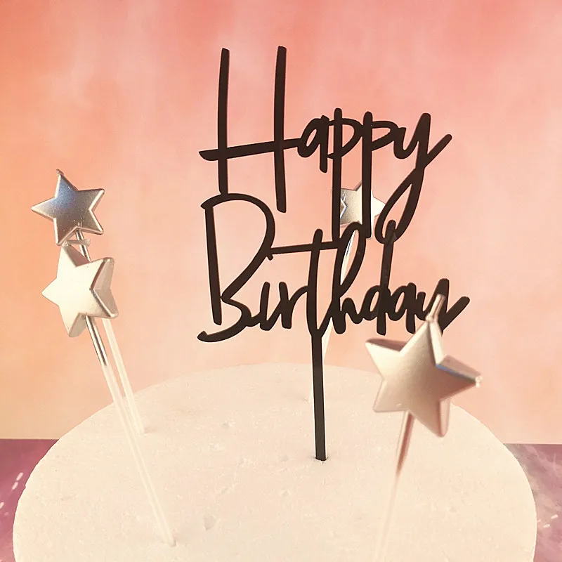 

OUDIROSE Glitter Acrylic Cake Topper Wedding Party Happy Birthday Cake Topper Party Baking Decoration Gateau Anniversaire Gift