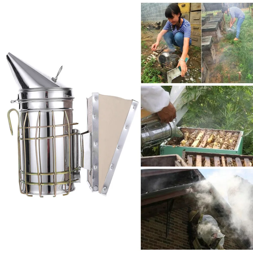 Bee Shield Hive Smoker Heat Equipment Stainless Steel Beekeeping Smoke Tool US