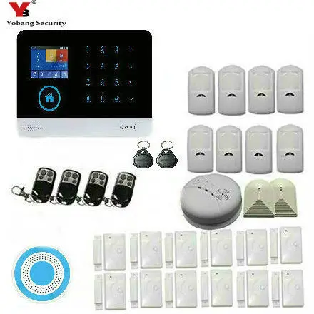 Yobang Security Wireless 3G SMS font b Alarm b font Security System LCD Display Wired Siren