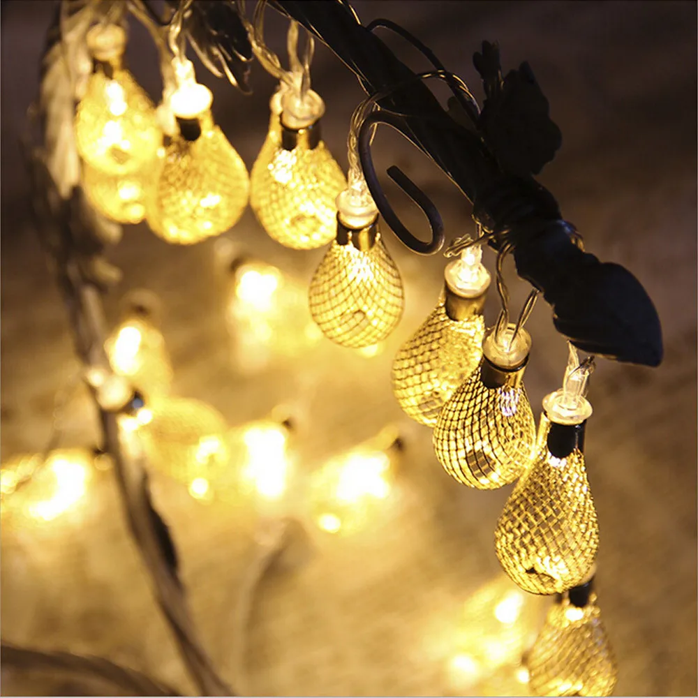 

Led light 20LED Morocco Hollow String Light Outdoor Xmas Party Decor Lamp festival rave decoracao festa fairy lights Creative^15