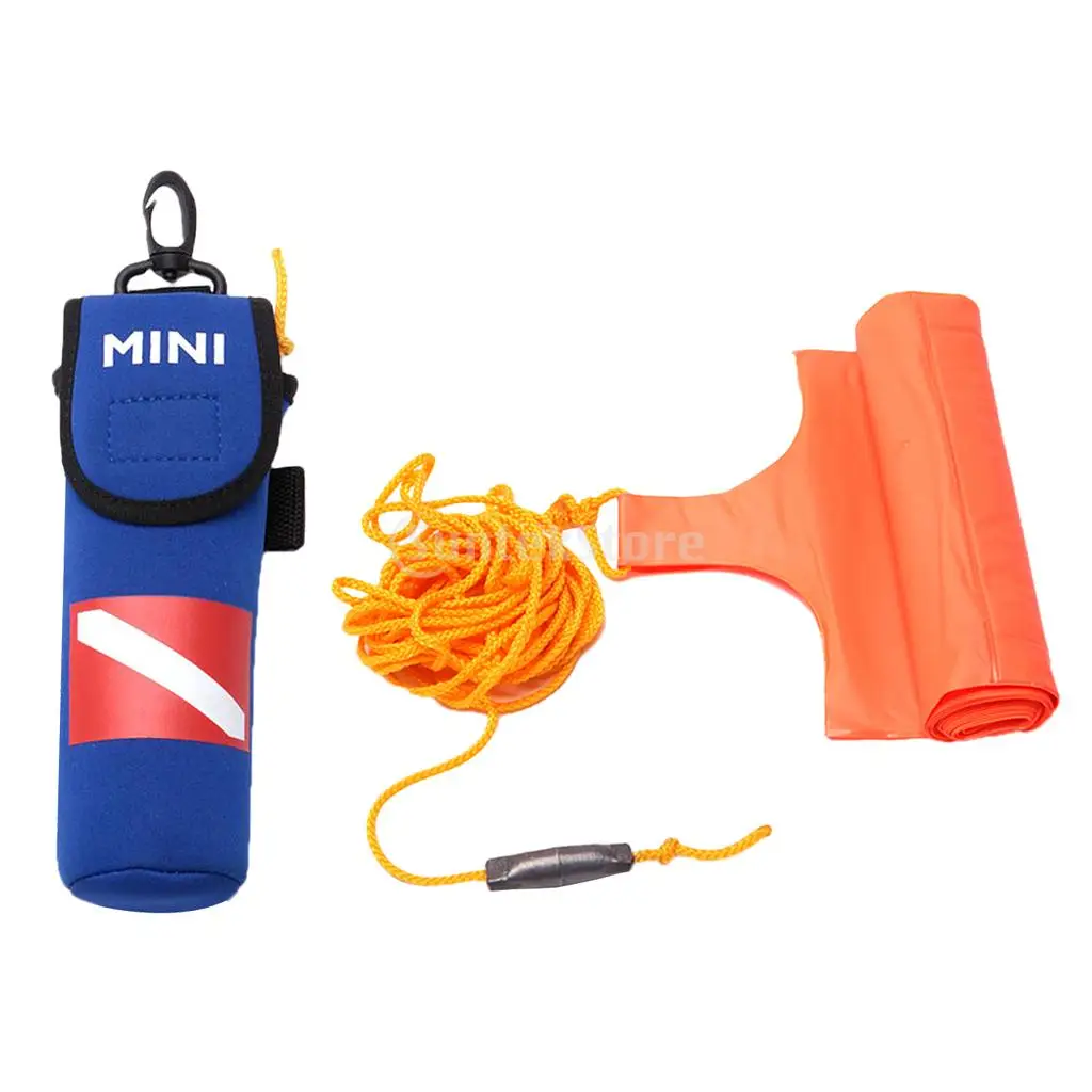 Underwater Scuba Diving Snorkeling Inflatable Buoy Float Signal Diver Down Flag with Surface Buoy Marker + Yellow Line