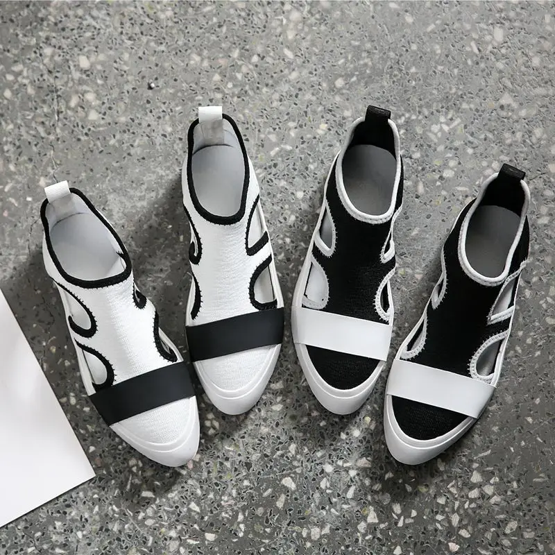 

2019 autumn new fashion simple color matching pointed casual shoes women comfortable elastic cloth flat shoes