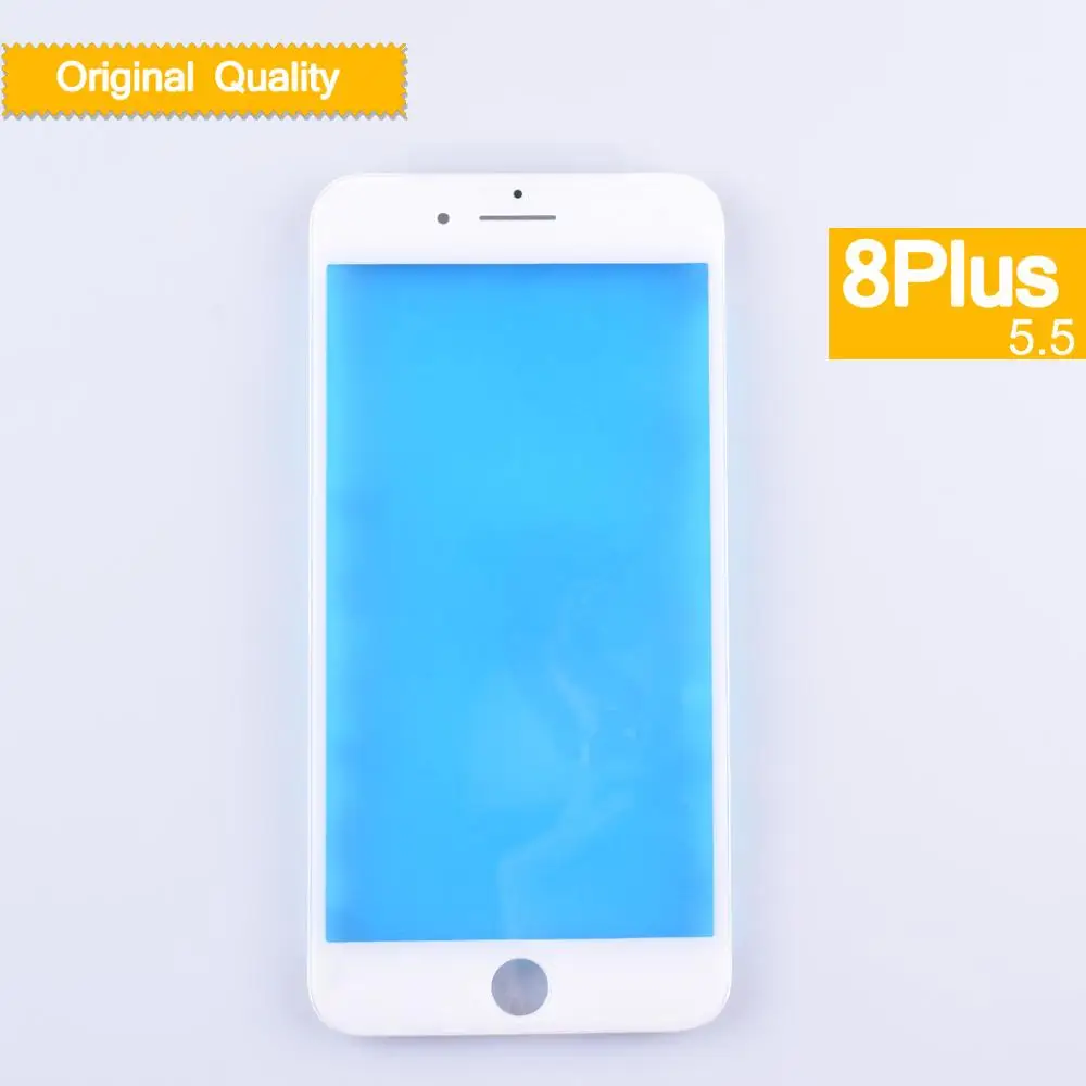 Белый Для iphone 8 Plus 8 Plus передний ЖК сенсорный экран дигитайзер стеклянная линза Панель с рамкой для iphone 8 Plus внешнее ЖК-стекло - Цвет: Белый