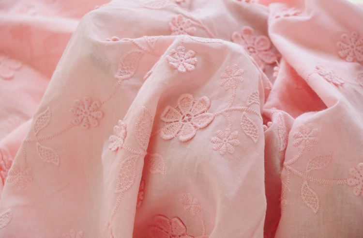 Розовая хлопковая ткань, трехмерная вышивка, кружево, ткань, кукла, платье, юбка, ткань, продукт, половина цены