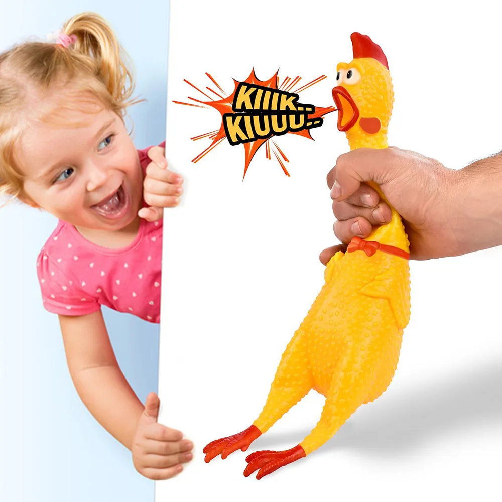 17CM Mini Screaming Rubber Chicken Squeak Toy Funny Squeeze Sound Toy ...