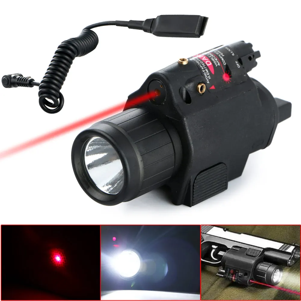 

Camping 2 in 1 Tactical Insight Red Laser Q5 LED 300 Lumen M6 Powerful LED Flashlight Lantern For Pistol Gun Bike Bicycle