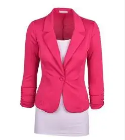 Женский блейзер, черный, розовый, белый цвета, S-2XL, тонкая куртка, 19, весна-осень, корейский элегантный офисный вечерние Роскошный Блейзер, пальто, Feminina CX54 - Цвет: Rose red
