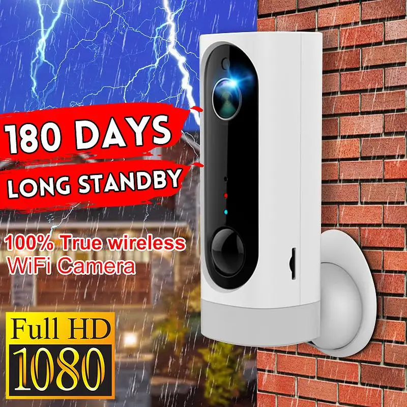 

100% Wire-free Home Security 1080P HD Mini IP Camera WiFi Wireless Night Vision Camera 3000mA Rechargeable Battery PIR Camera