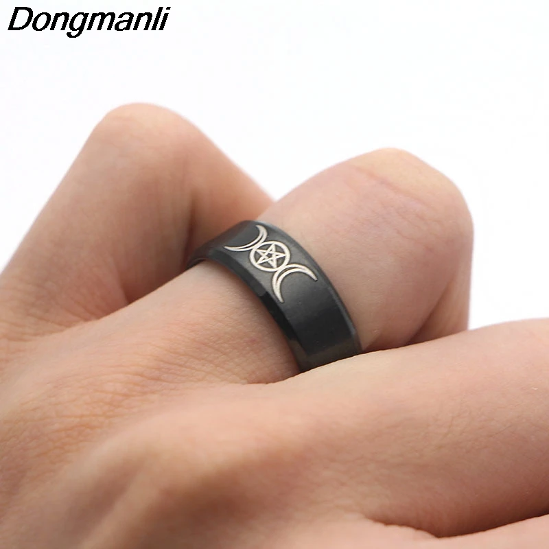 P1806 Dongmanli тройное кольцо богиня Луна для мужчин wo мужчин полумесяц и пентаграмма мужские ювелирные изделия в серебре и черном мужчин подарки