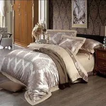 Embroider Jacquard Silk comforter bedding set queen king 4pcs Luxury Satin quilt/duvet cover bedclothes bed sheet home textile