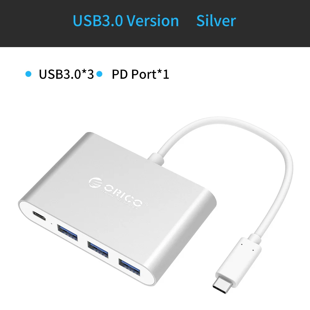 ORICO USB HUB Кабель-Переходник USB C на HDMI RJ45 VGA Тип-C PD адаптер для Mac/samsung Galaxy/huawei Тип C USB 3,0 концентратор - Цвет: RC3A-Silver