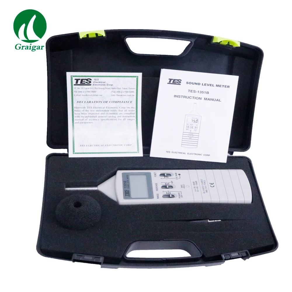 

TES-1351B Portable Digital Sound Level Meter Noise Meter Frequency Range 31.5Hz to 8KHz